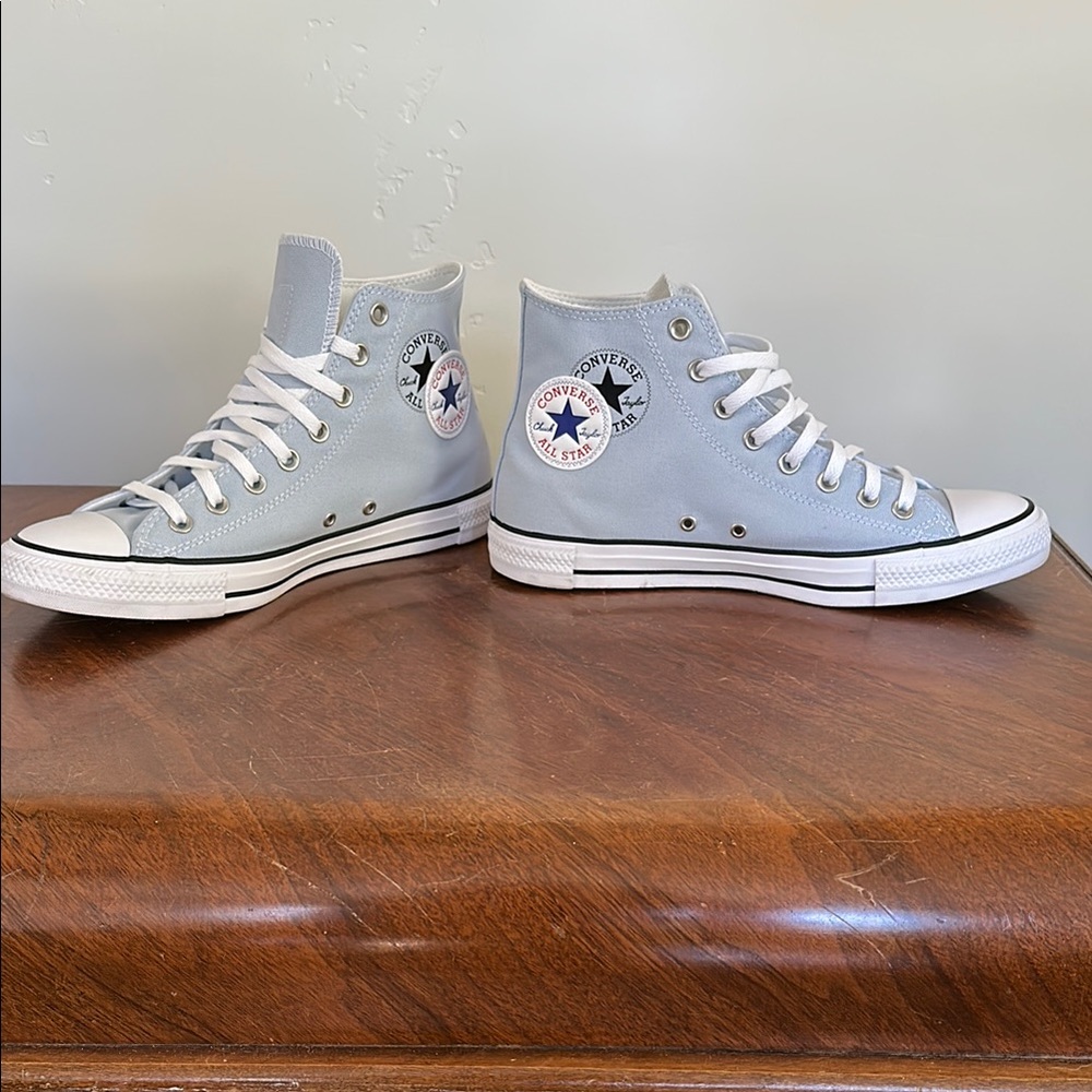 Converse Light Blue & Grey High-Top Sneakers